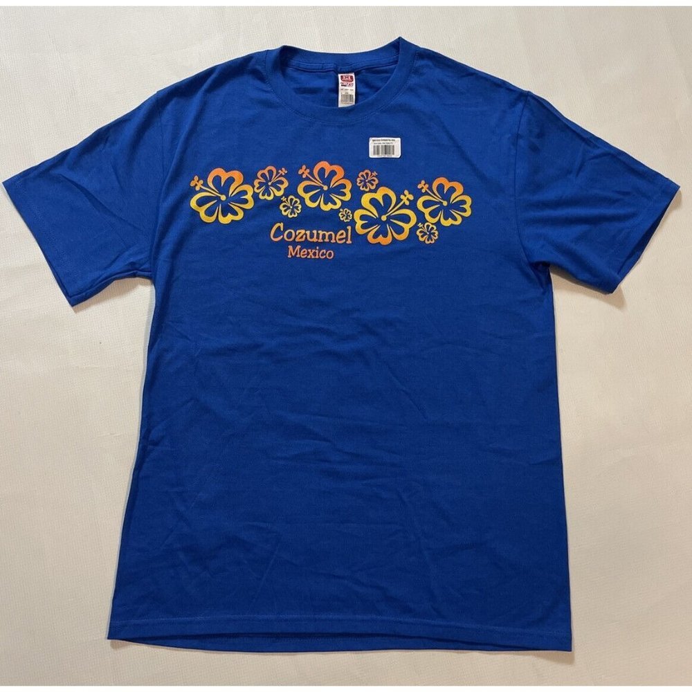 Cozumel Mexico T Shirt Womens Medium Short Sleeve Tee Blue Graphic Comfort NEW